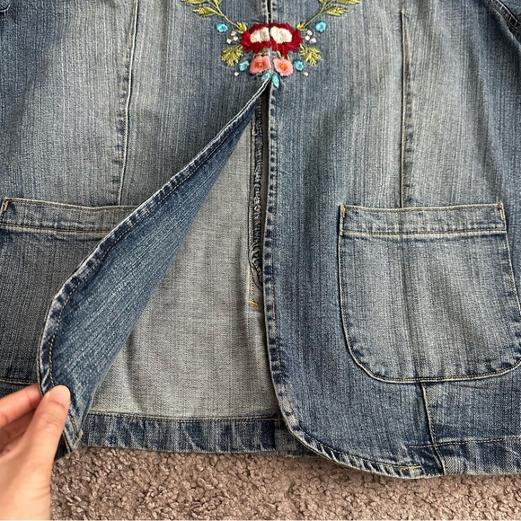 Denim 24/7 Jean Jacket Floral Embroidered Womens 20W - Picture 5 of 15